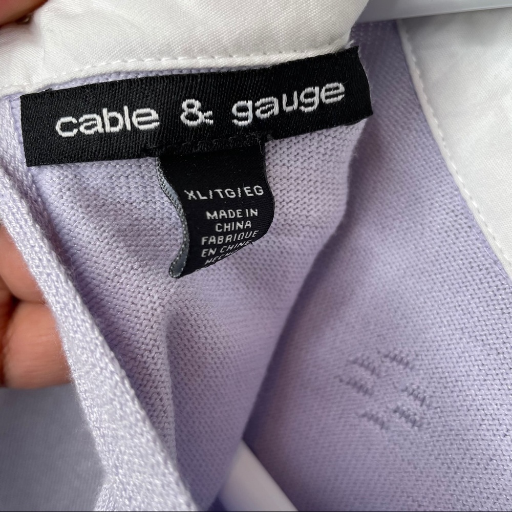 CABLE & GAUGE Lightweight 3/4 Sleeves Dickie Collared Sweater XL in Lavender - Picture 4 of 10